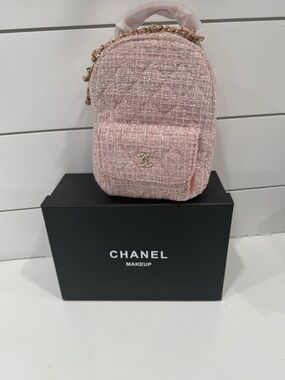 Chanel Makeup Pink Tweed Mini Backpack Cosmetic Bag - GWP/VIP